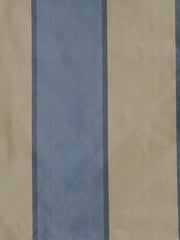 Slate-blue and beige silk upholstery fabric in a wide stripe