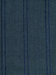 Slate-blue silk upholstery fabric with a fine navy pinstripe