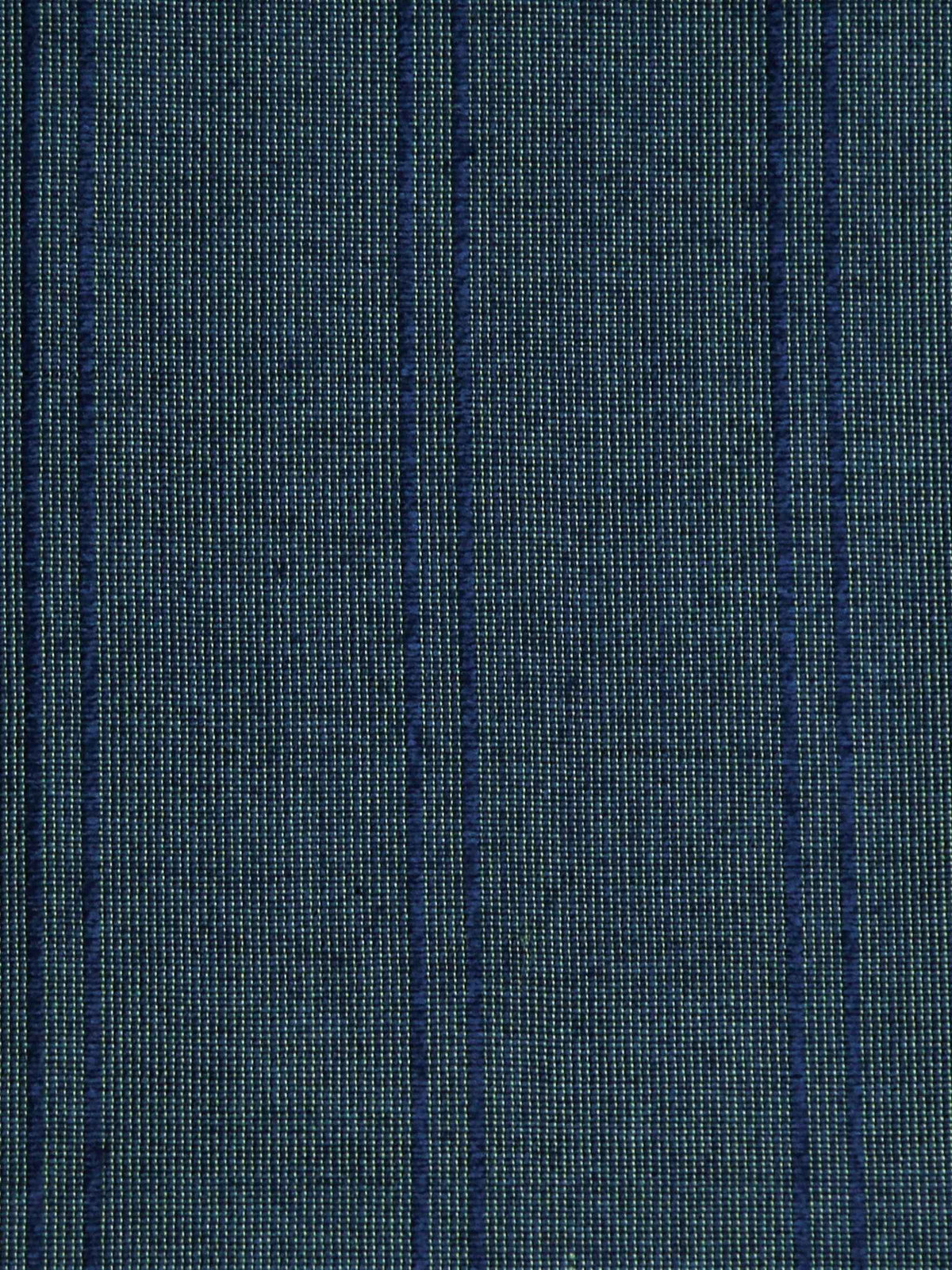 Slate-blue silk upholstery fabric with a fine navy pinstripe