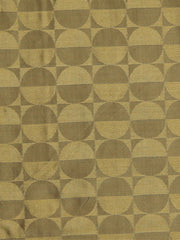 Olive-green silk upholstery fabric with a tone-on-tone checkerboard medallion pattern