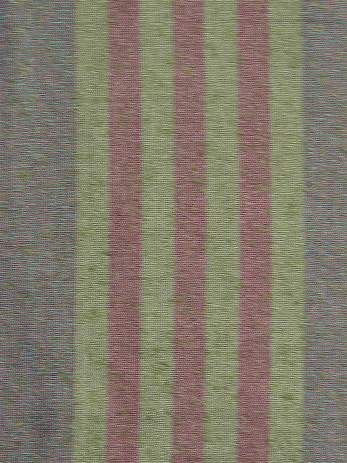 Sage-green, dusty pink, and blue-grey silk upholstery fabric in a multicolour stripe