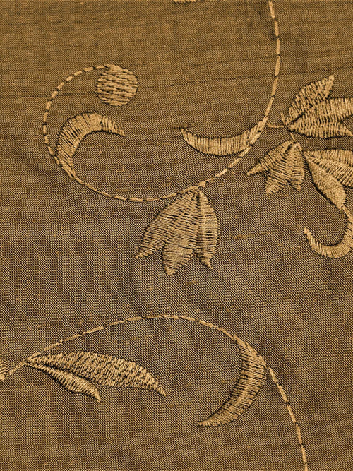 1633 Emb Silk Fabric (Rust/Beige)