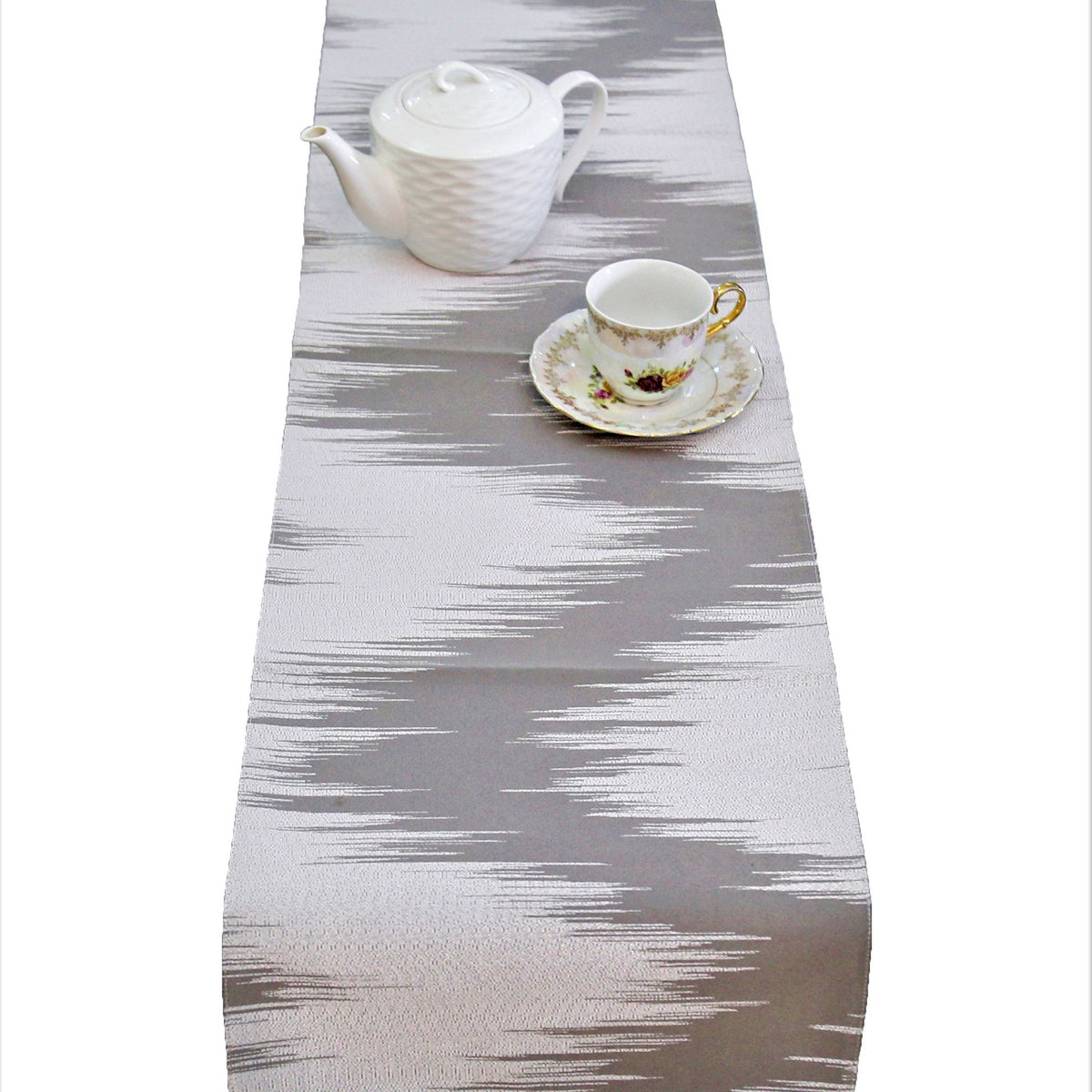Grey Polyester Table Runner 13x48 front view
