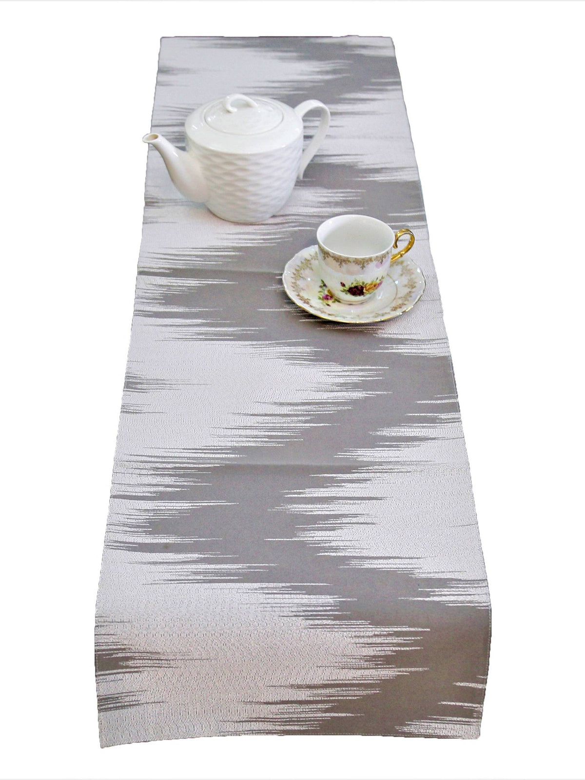 Grey Polyester Table Runner 13x48 front view
