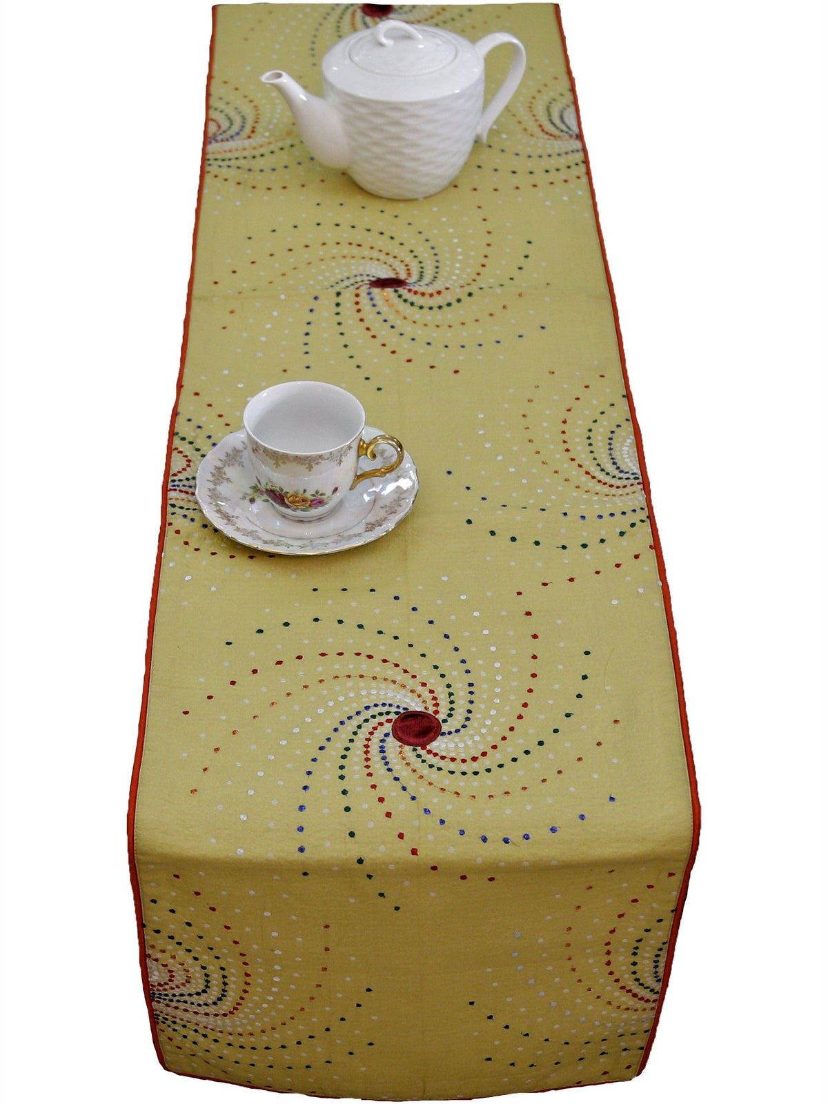 Orange Dupion Silk Table Runner 13 X 108 inch front view