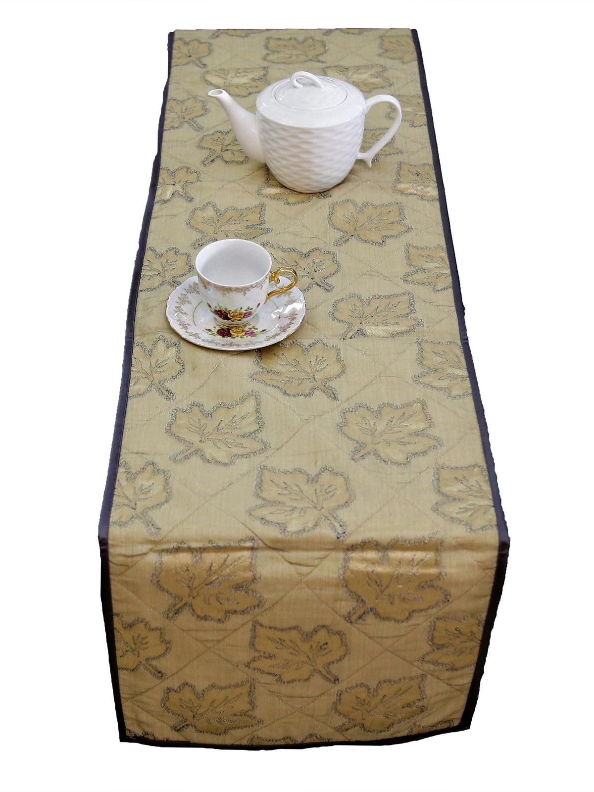 Green Dupion Silk Table Runner 14 X 72 inch front view