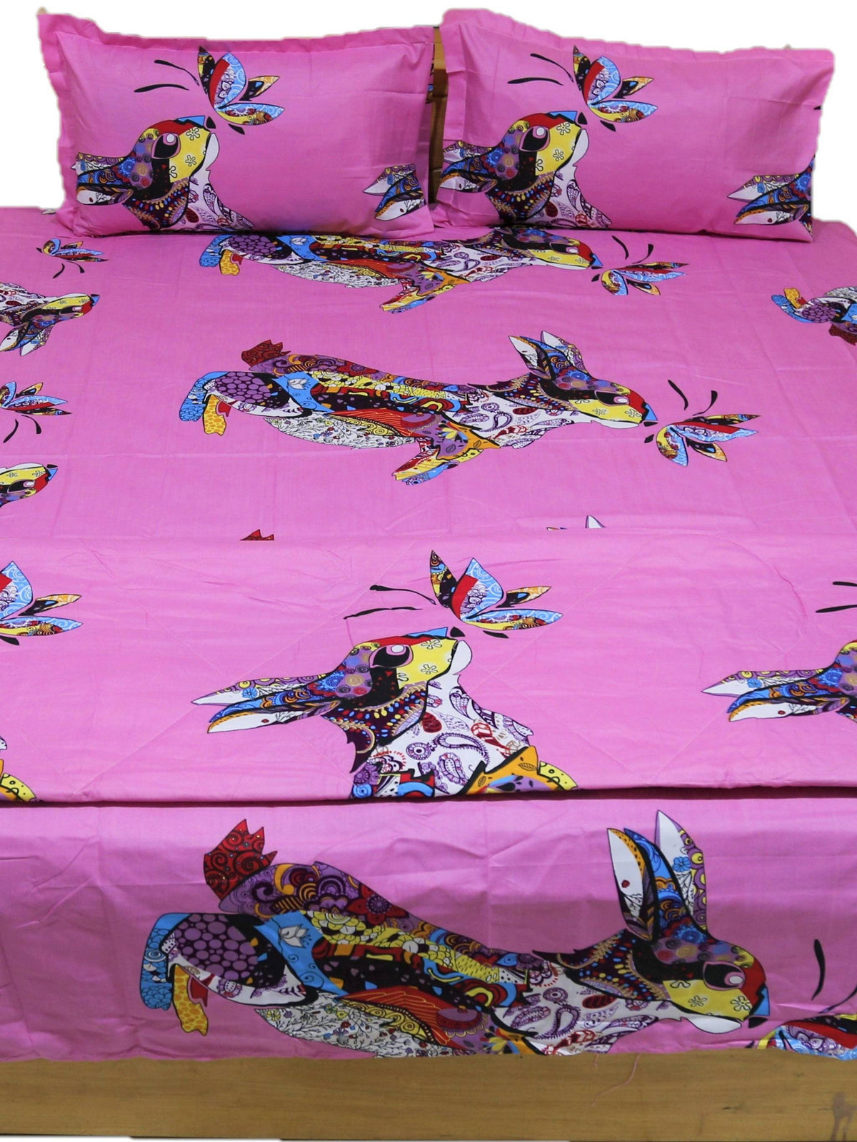 Purple Printed Cotton AC Set front view