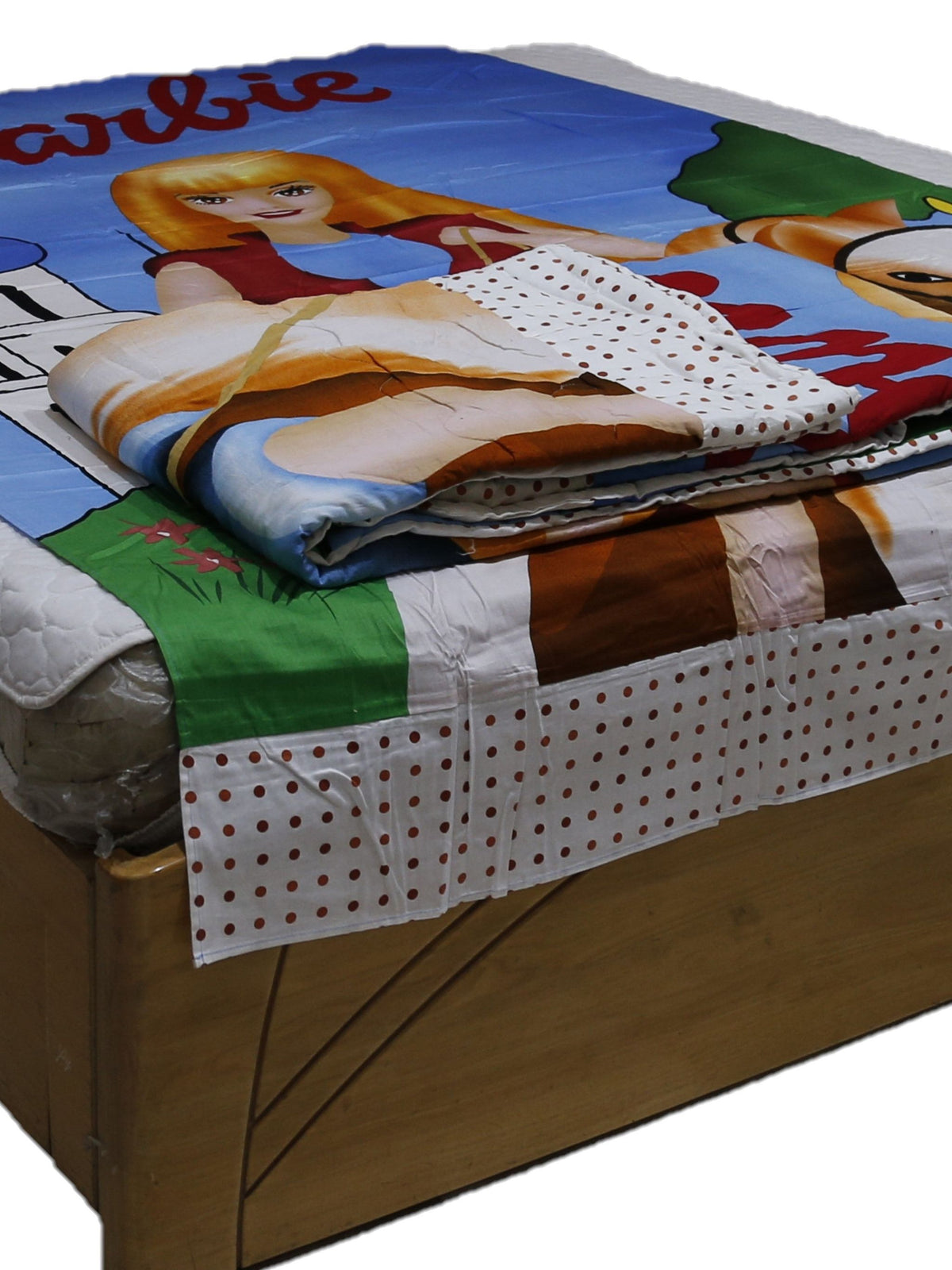 Brown Printed Cotton AC Set front view