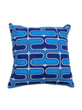 Blue Printed Polyester Cushion Covers 12x12 inch front view