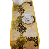 Yellow Embroidered Dupion Silk Table Runner 13 X 90 inch front view