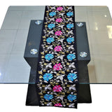 Purple Embroidered Dupion Silk Table Runner 13 X 90 inch front view