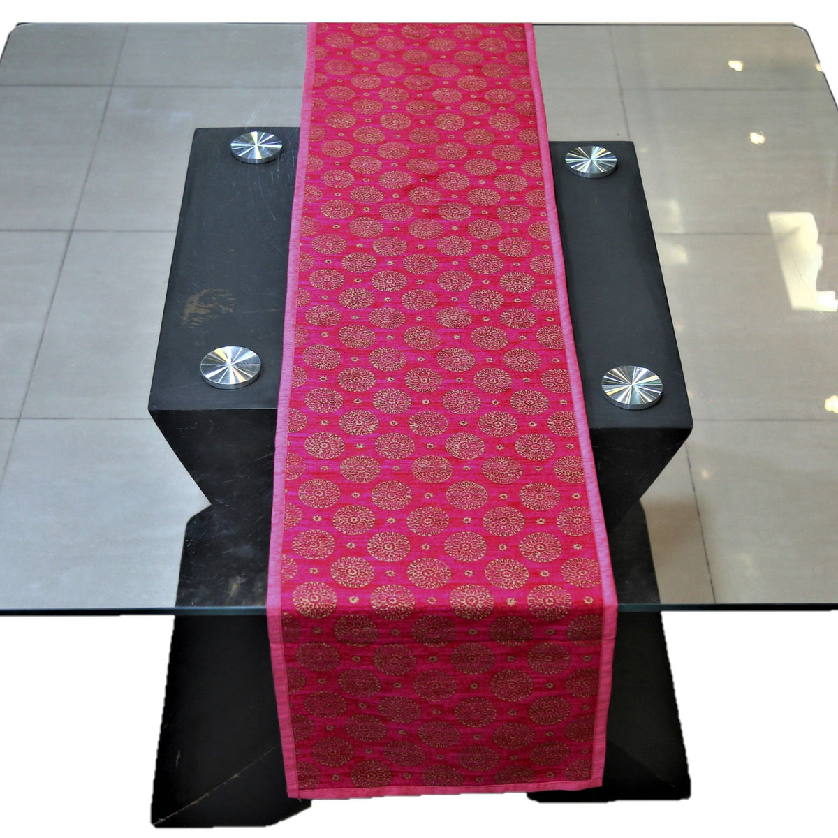 Pink Dupion Silk Table Runner 13 X 78 inch front view