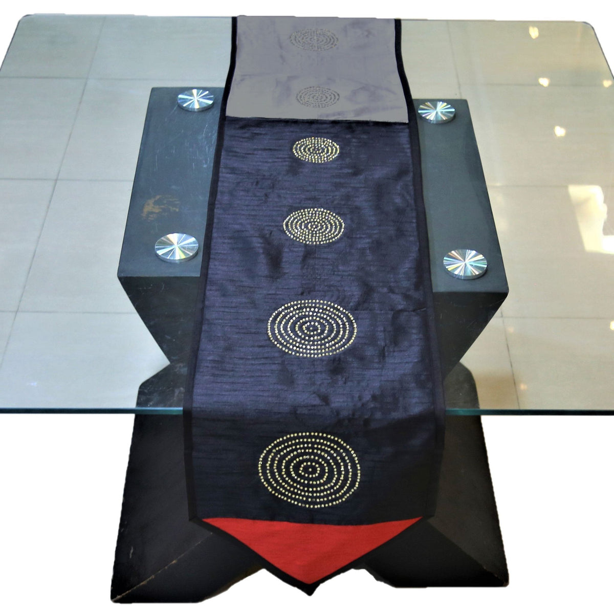 Sequence Work(14 X 90 Inch) Table Runner(Multi)-Dupion Silk - Jagdish Store Online Since 1965