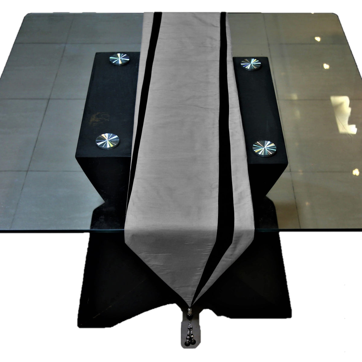 Black Polyester Table Runner 13 X 90 inch front view