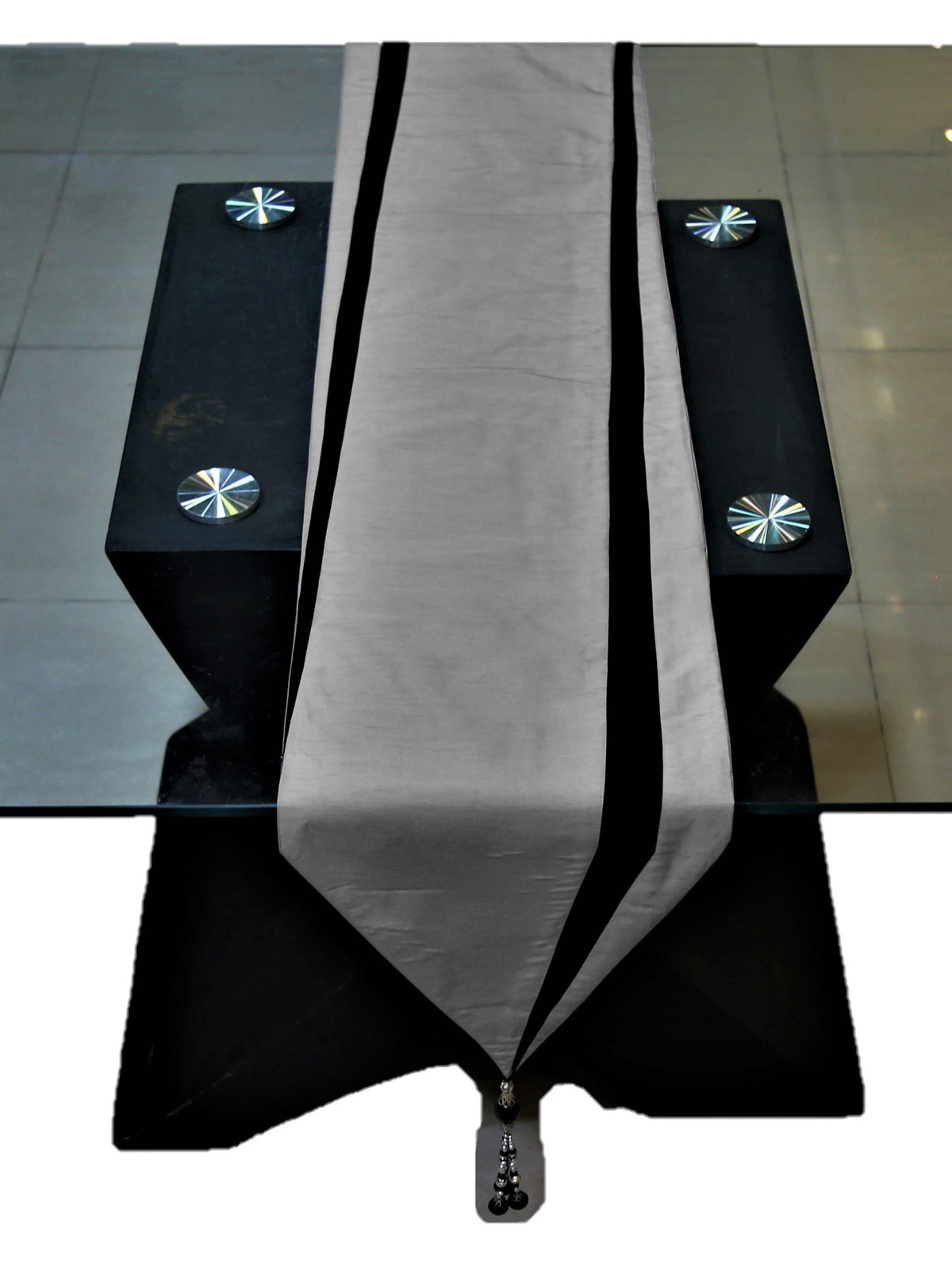Black Polyester Table Runner 13 X 90 inch front view