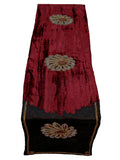 Black Zardozi Work Velvet Table Runner 13 X 90 inch front view