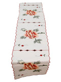 Beige Embroidered Linen Table Runner 12 X 90 inch front view