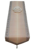 Beige Sequin Work Dupion Silk Table Runner 14 X 90 inch front view