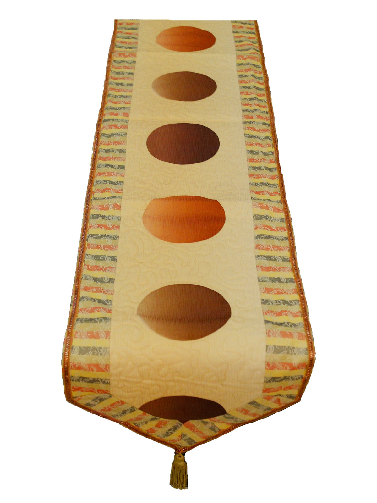 Golden Water Filling Stitch Polyester Table Runner 13 X 90 inch front view