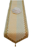 Green Sequin Work Dupion Silk Table Runner 14 X 90 inch front view