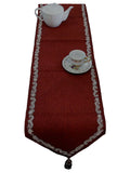 Maroon Water Filling Stitch Silk Table Runner 13 X 90 inch front view
