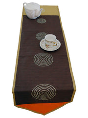 Black Sequin Work Dupion Silk Table Runner 14x108 inch front view