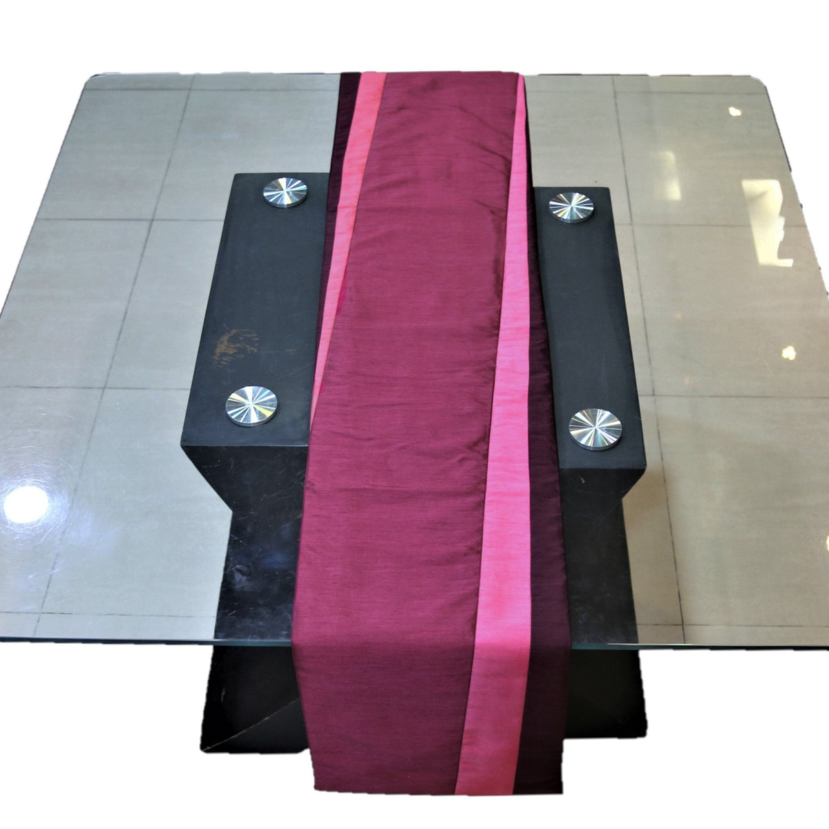 Pink Polyester Table Runner 13 X 90 inch front view