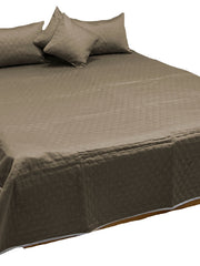 Olive taupe cotton bedcover with diamond quilting and matching pillow and cushion covers