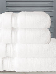White cotton towel set in a plain, even colour