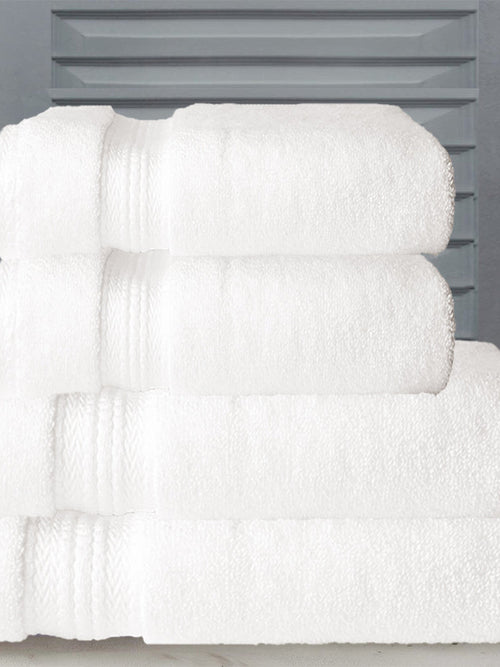 (White) Ultrx Luxurious Supersoft Cotton Bath Towel Set-4 Pcs Set