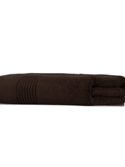 Dark chocolate-brown Micro Cotton Pallazzo Verona bath towel folded flat, side view