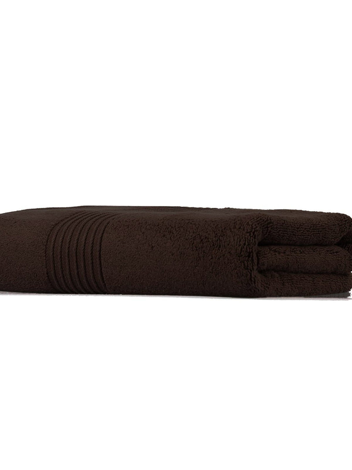 Dark chocolate-brown Micro Cotton Pallazzo Verona bath towel folded flat, side view
