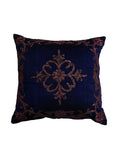 Blue Zardozi Work Polyester Cushion Cover front view