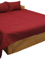 Maroon Plain Cotton Bedcover front view