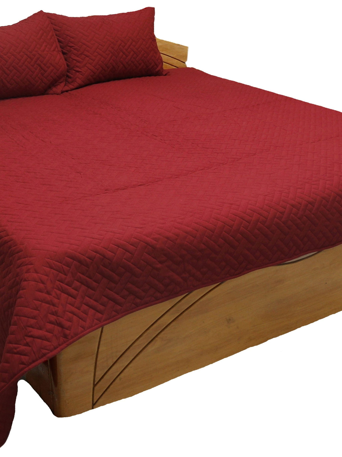 Maroon Plain Cotton Bedcover front view