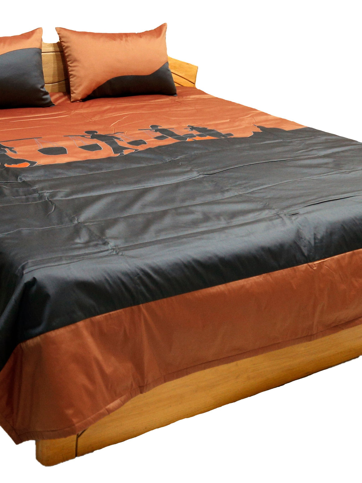 Brown Embroidered Bedcover front view