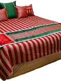 Grey Brocade Poly Silk Bedcover front view