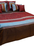 Mirror Work Quilted Double Bedcover with 2 Pillow Covers and 4 Cushion Covers