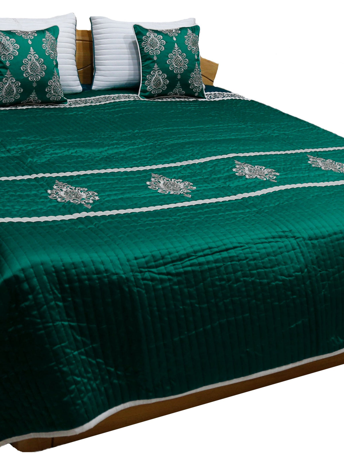 Green Sequin Work Bedcover front view