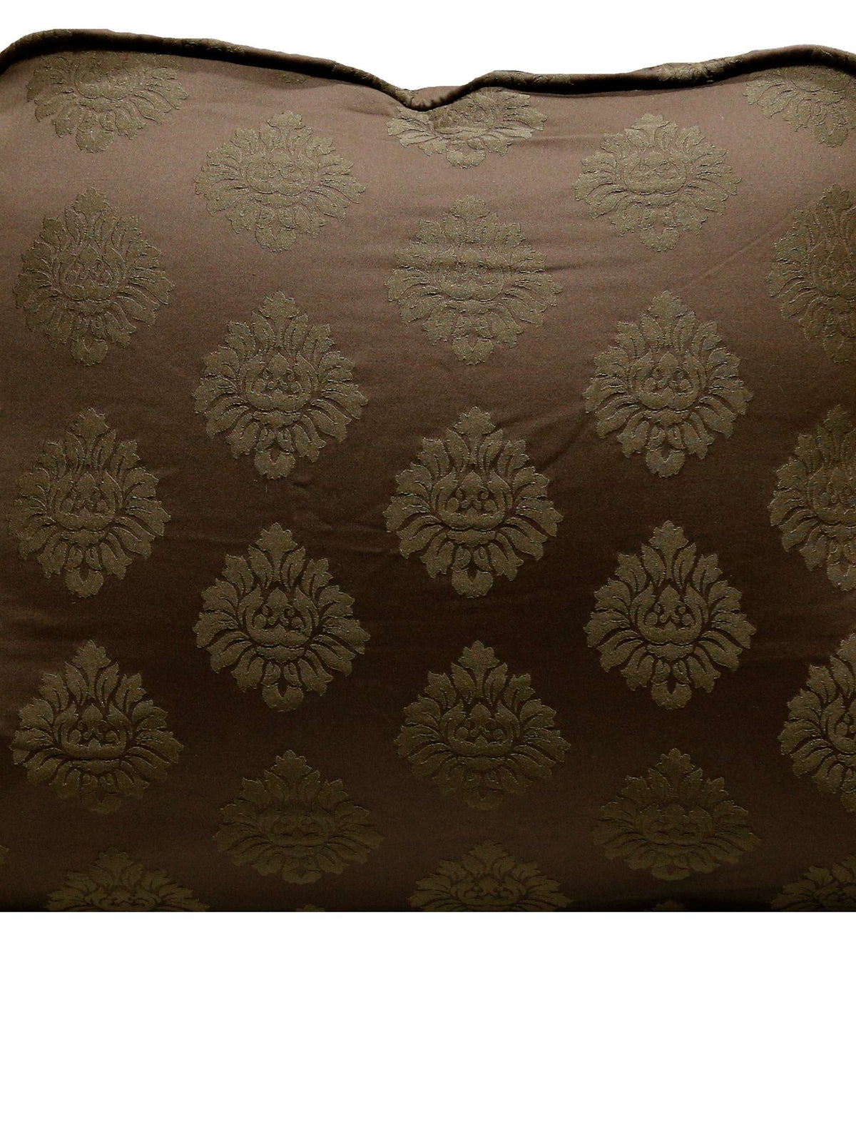 Bedrest reading cushion in a brown damask jacquard fabric, front view