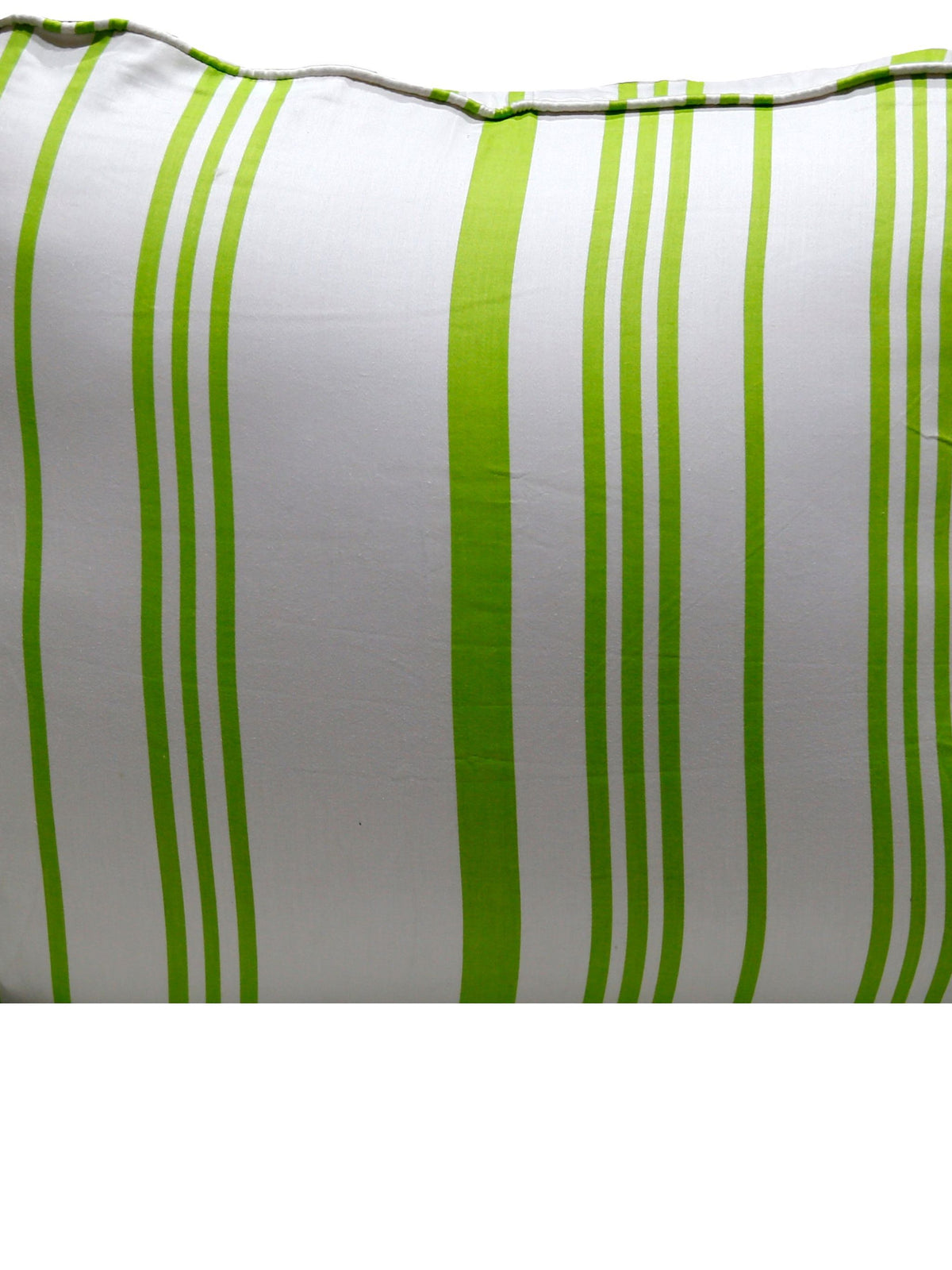 Bedrest reading cushion in white and green striped cotton, front view