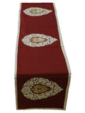 Beige Embroidered Dupion Silk Table Runner 12 X 90 inch front view
