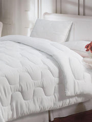White tencel single bed quilt with honeycomb quilting texture