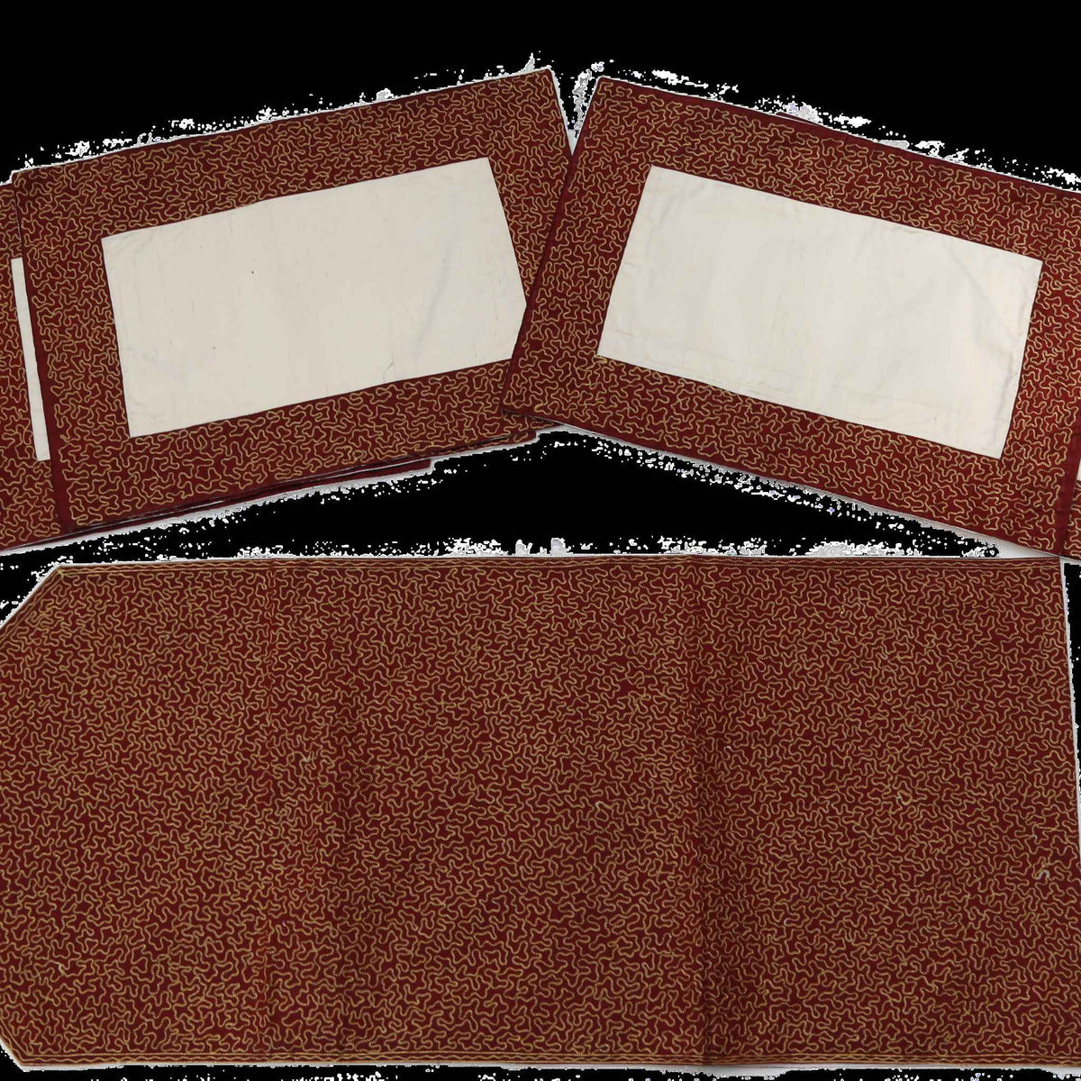 (Maroon-Cream) Water Filling Stitch Table Mat-Polyester - Jagdish Store Online 