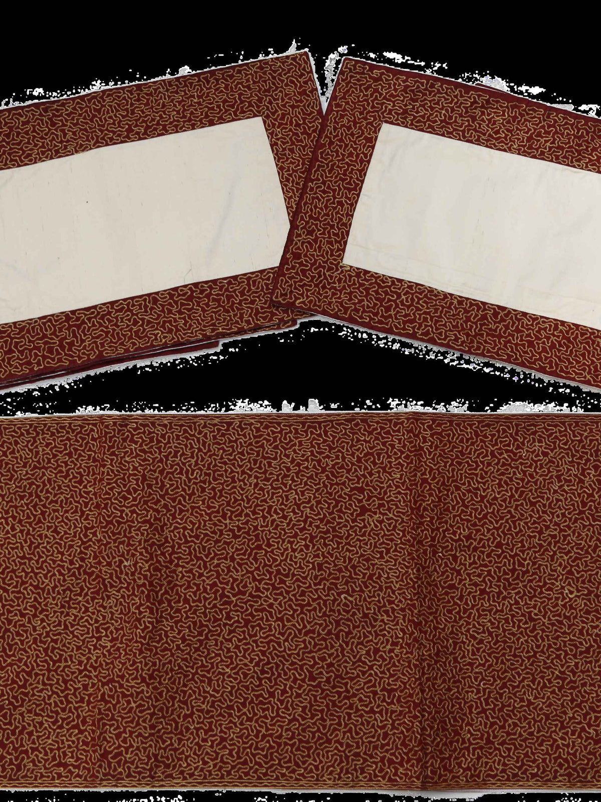 (Maroon-Cream) Water Filling Stitch Table Mat-Polyester - Jagdish Store Online 