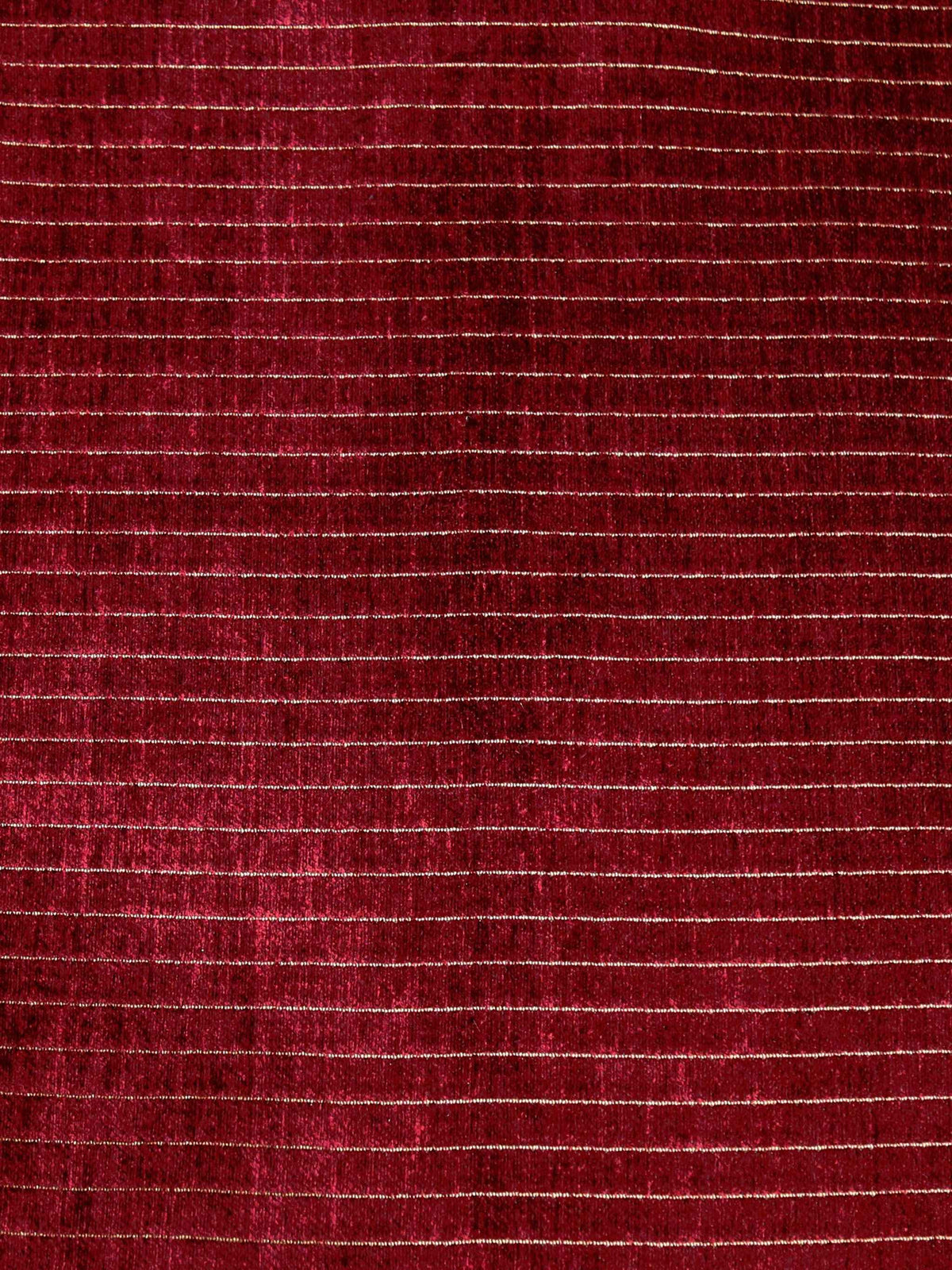 Deep maroon chenille jacquard upholstery fabric with fine horizontal slub stripes