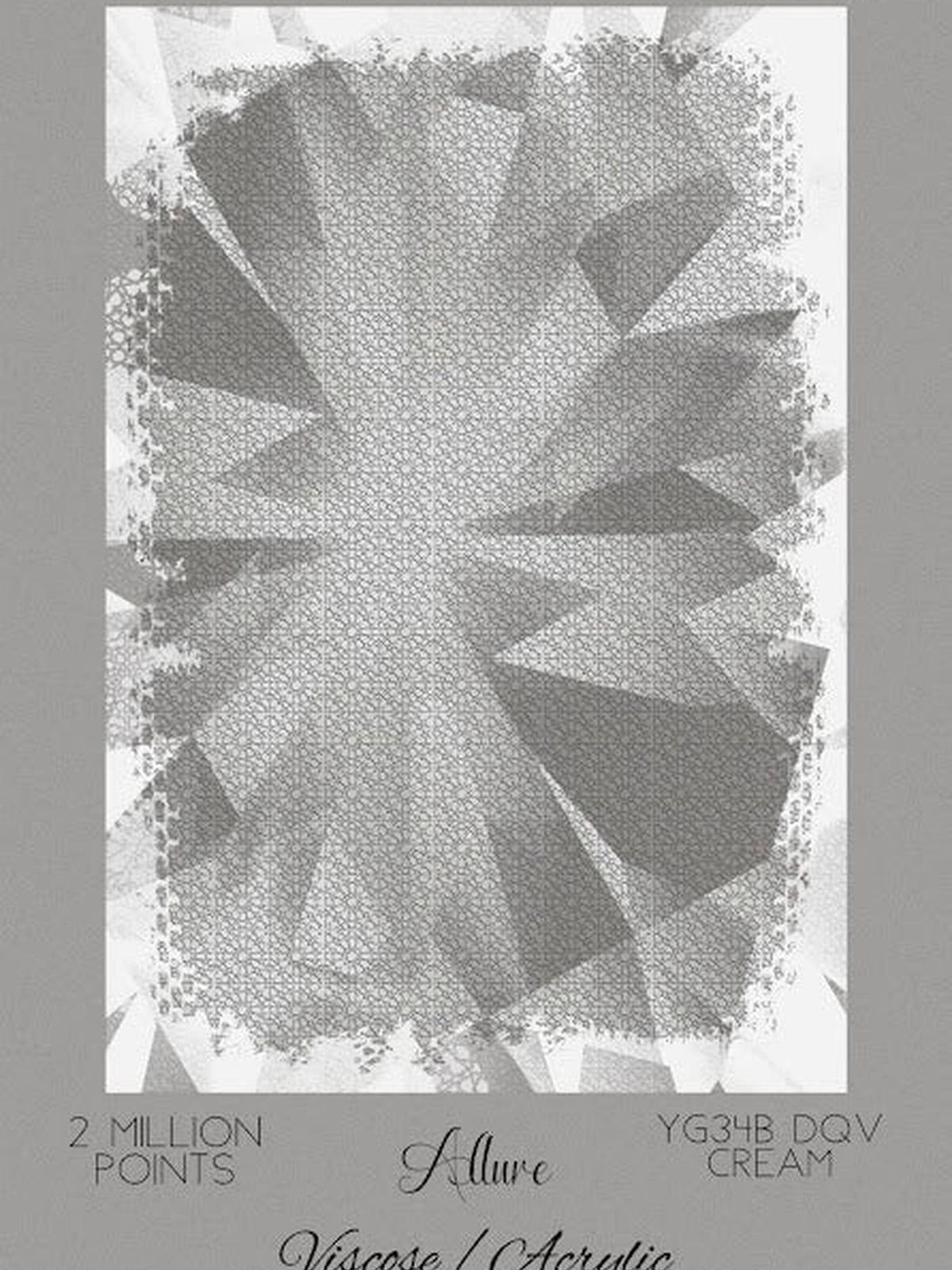 Pale grey and cream radiating starburst rug, Allure viscose-acrylic, Cream