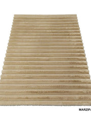 Marzipan sand ribbed 3D faux fur rug, Premier Carpet with felt and canvas backing