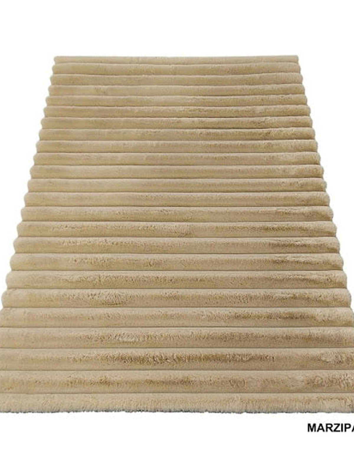 Marzipan sand ribbed 3D faux fur rug, Premier Carpet with felt and canvas backing