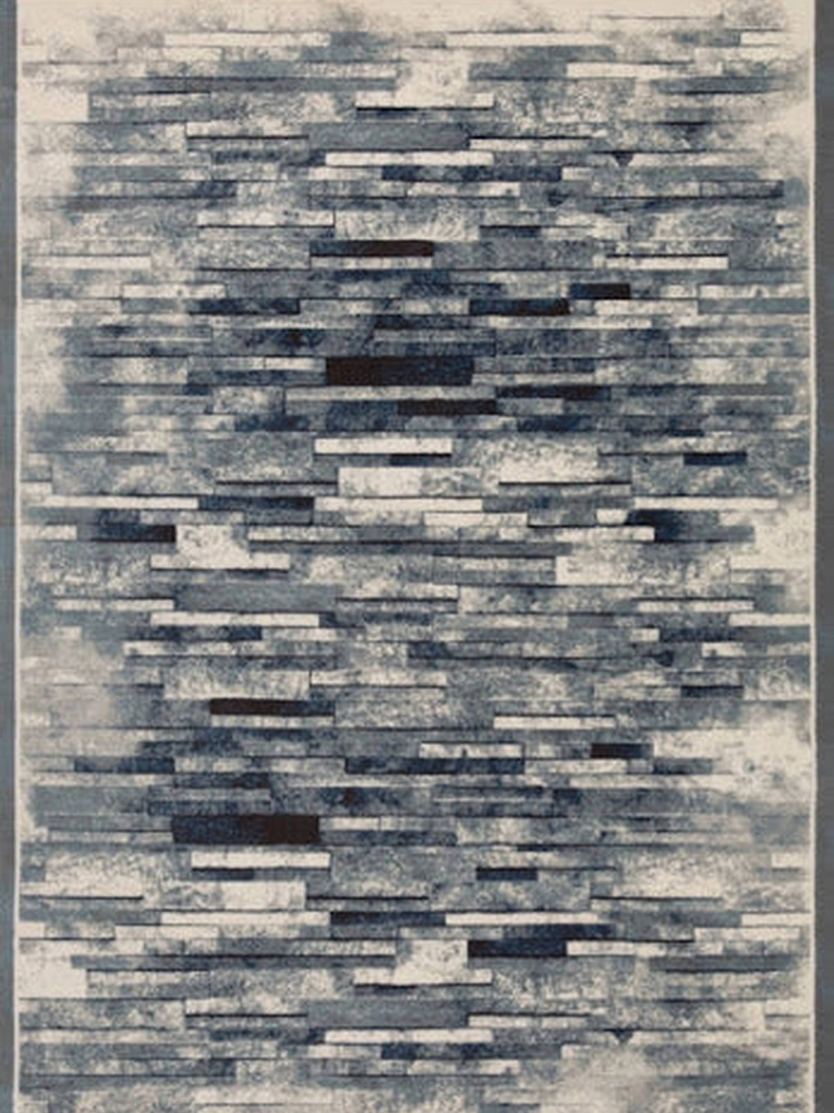Blue and cream horizontal brick-stripe abstract rug, Grand Kendra Bellagio